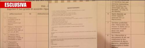 Il questionario choc a scuola: "Faresti sesso con un marocchino?"